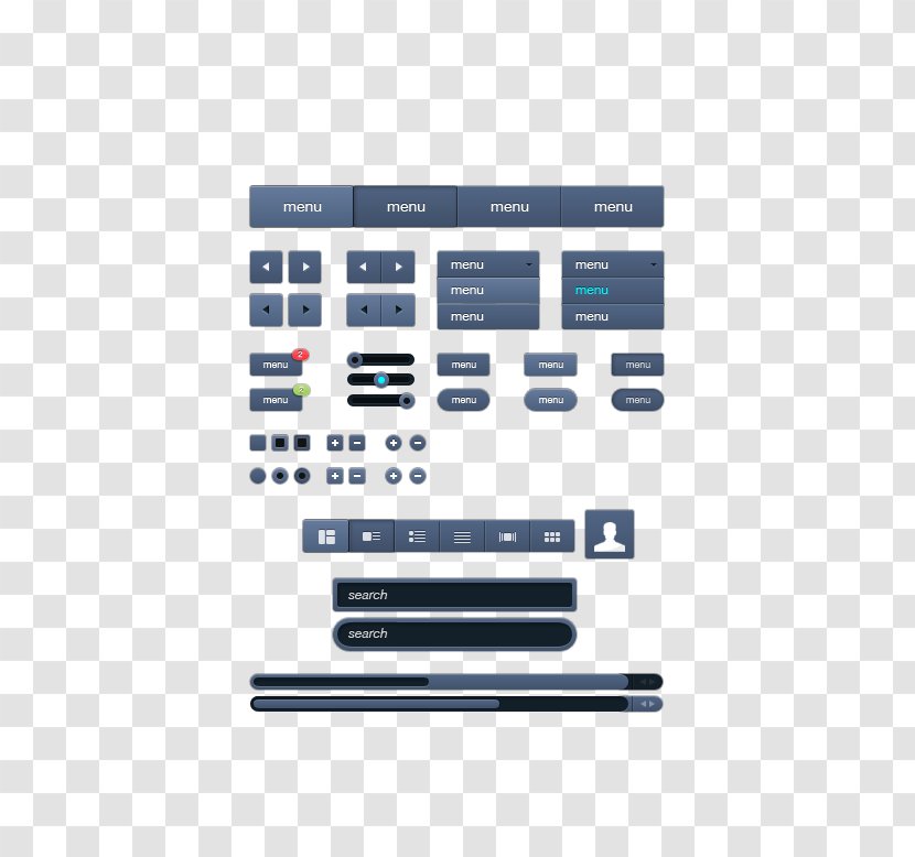 Web Design Menu Bar Button - Dark Blue Kit Transparent PNG