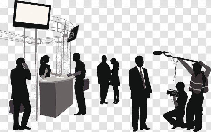 Microphone Silhouette Journalist Interview - Professional - Silhouettes In The Crowd Transparent PNG