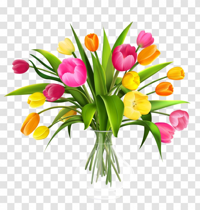 Flower Bouquet Tulip Clip Art - Vase Transparent PNG
