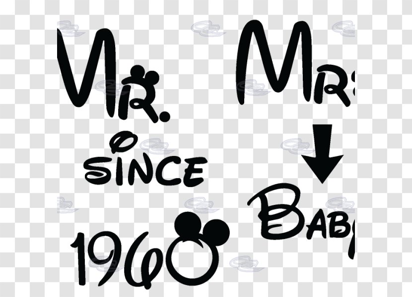 Mickey Mouse Minnie Marriage Mr. Mrs. - Calligraphy Transparent PNG