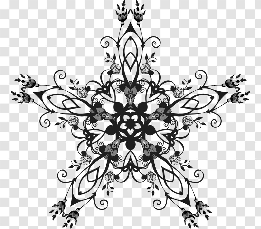 Black And White Floral Design Vector Graphics Visual Arts - Symmetry Transparent PNG