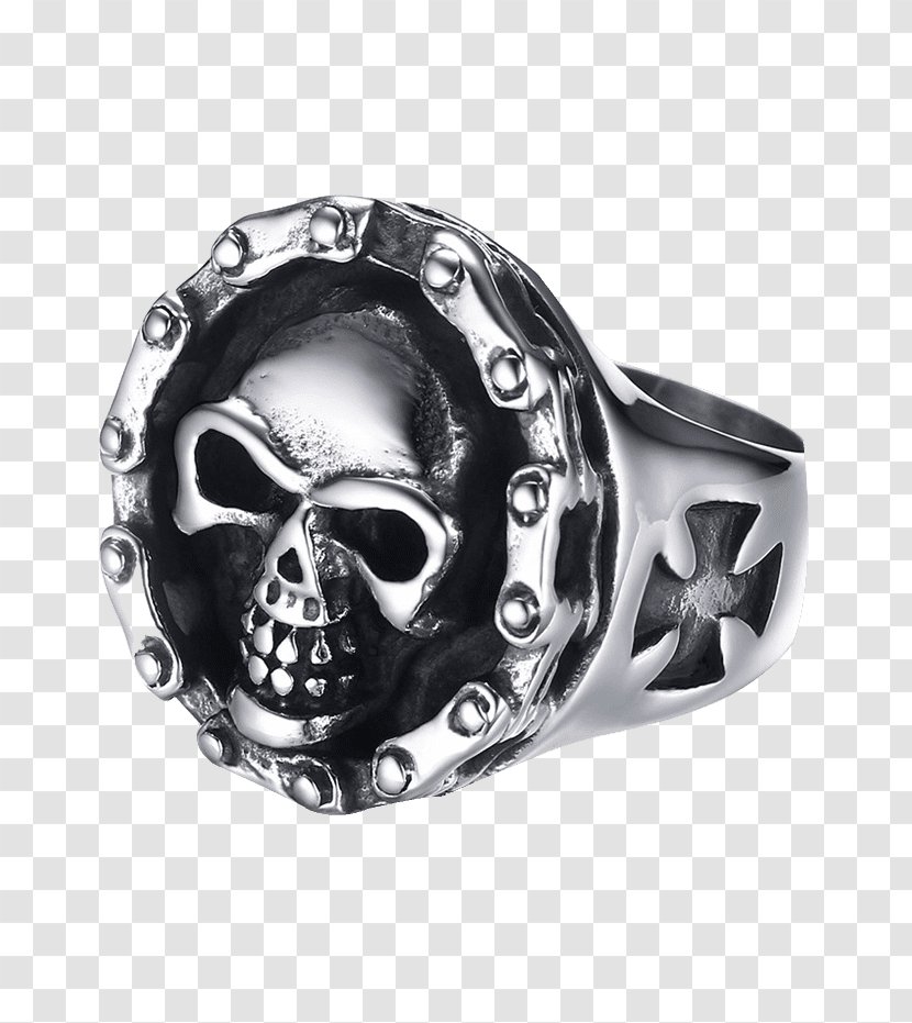 Ring Jewellery Stainless Steel Chain - Signet - Skull Rings Transparent PNG