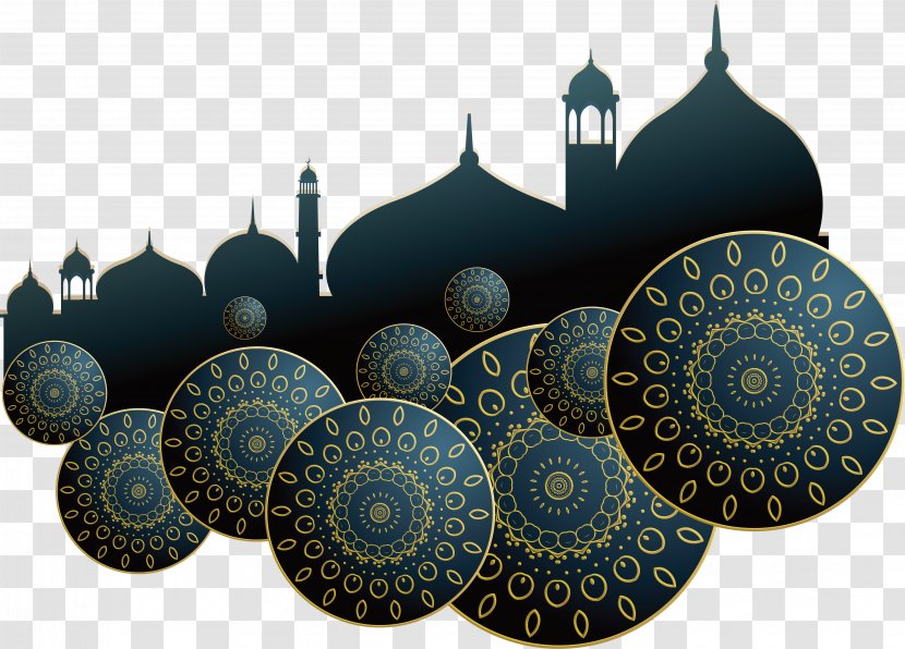 Eid Al-Fitr Mubarak Islam Illustration - Islamic Architecture - Dark Blue Church Poster Transparent PNG