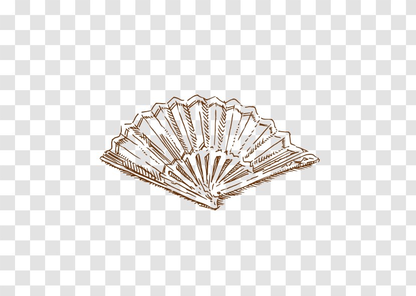Hand Fan Drawing - Line Art - Hand-painted Folding Transparent PNG