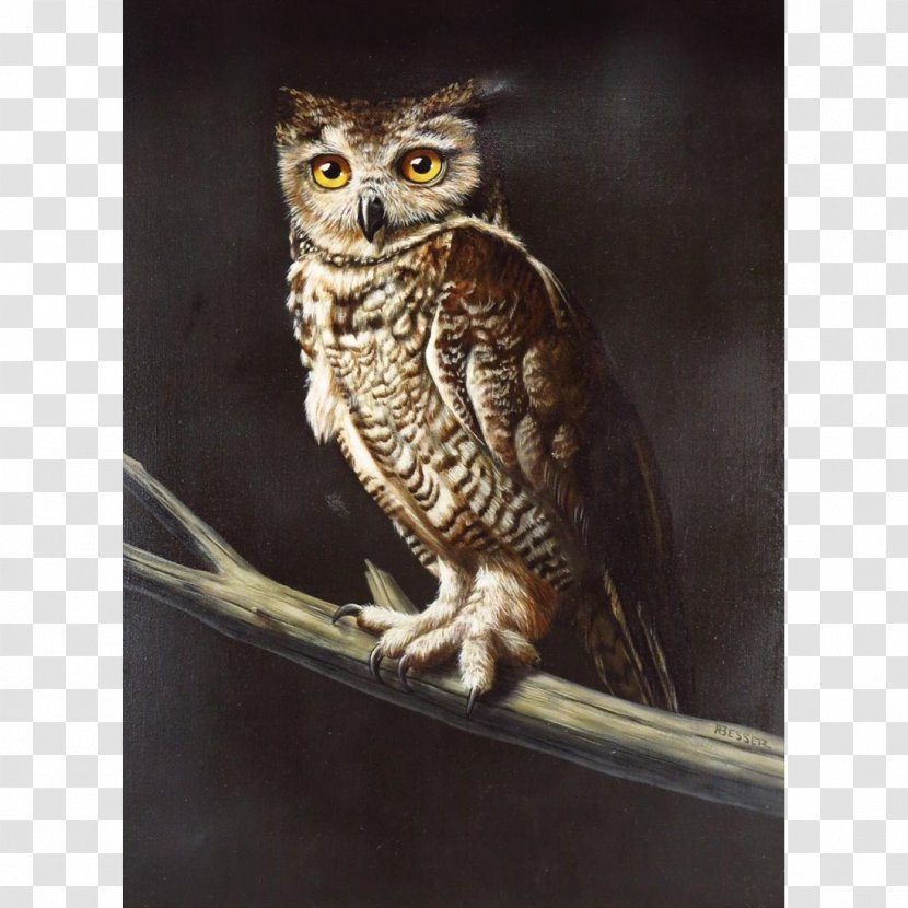 Great Horned Owl Oil Painting Photorealism Transparent PNG