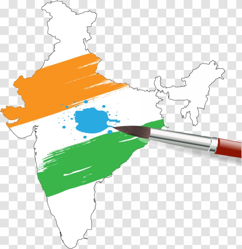 India Map Painting Clip Art - Flag Of - Creative Hand-drawn Transparent PNG