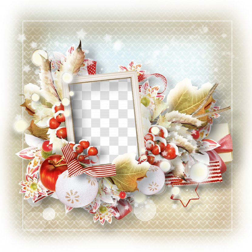 Photography - Flower - Snow Fruiting Leaves Decorative Frame Transparent PNG