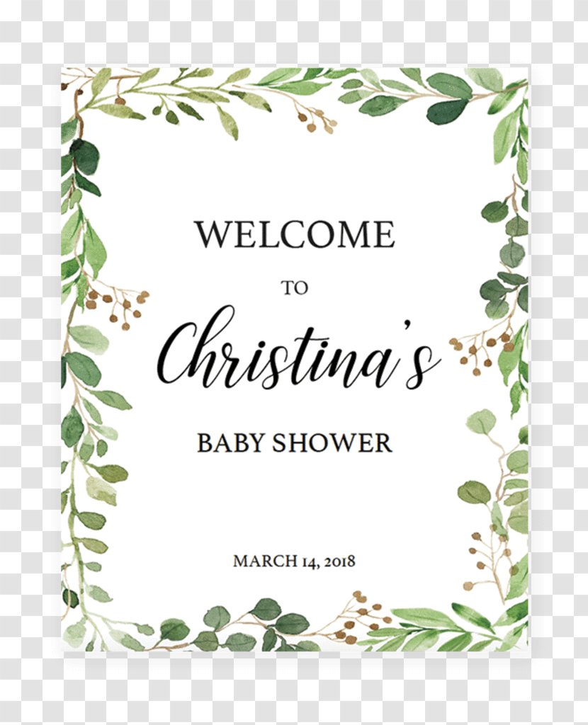 Baby Shower Bridal Infant Sign Language Party - Flora - Boho Green Makeup Transparent PNG