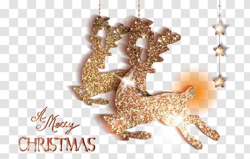 T-shirt Christmas Ornament New Year - Reindeer - Star Pattern Painted Golden Deer Transparent PNG