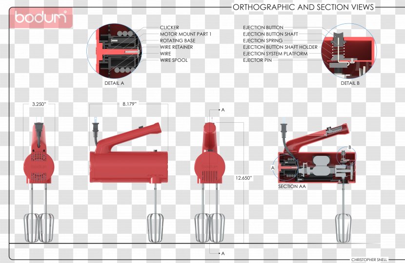 Bodum Brand Industrial Design - Hand Blender Mixer Transparent PNG