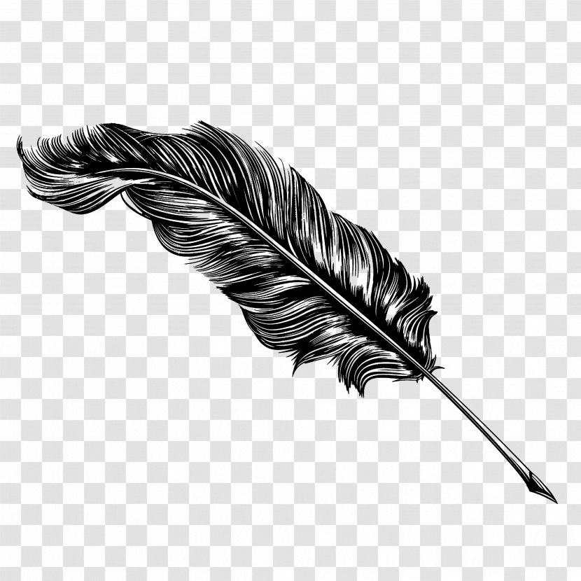 Paper Quill Drawing Pens Clip Art - Woodcut - Feather Transparent PNG