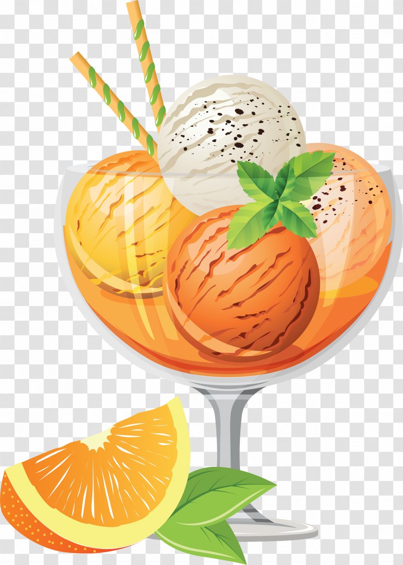 Ice Cream Cone Sundae Cocktail - Orange - Fruit Image Transparent PNG