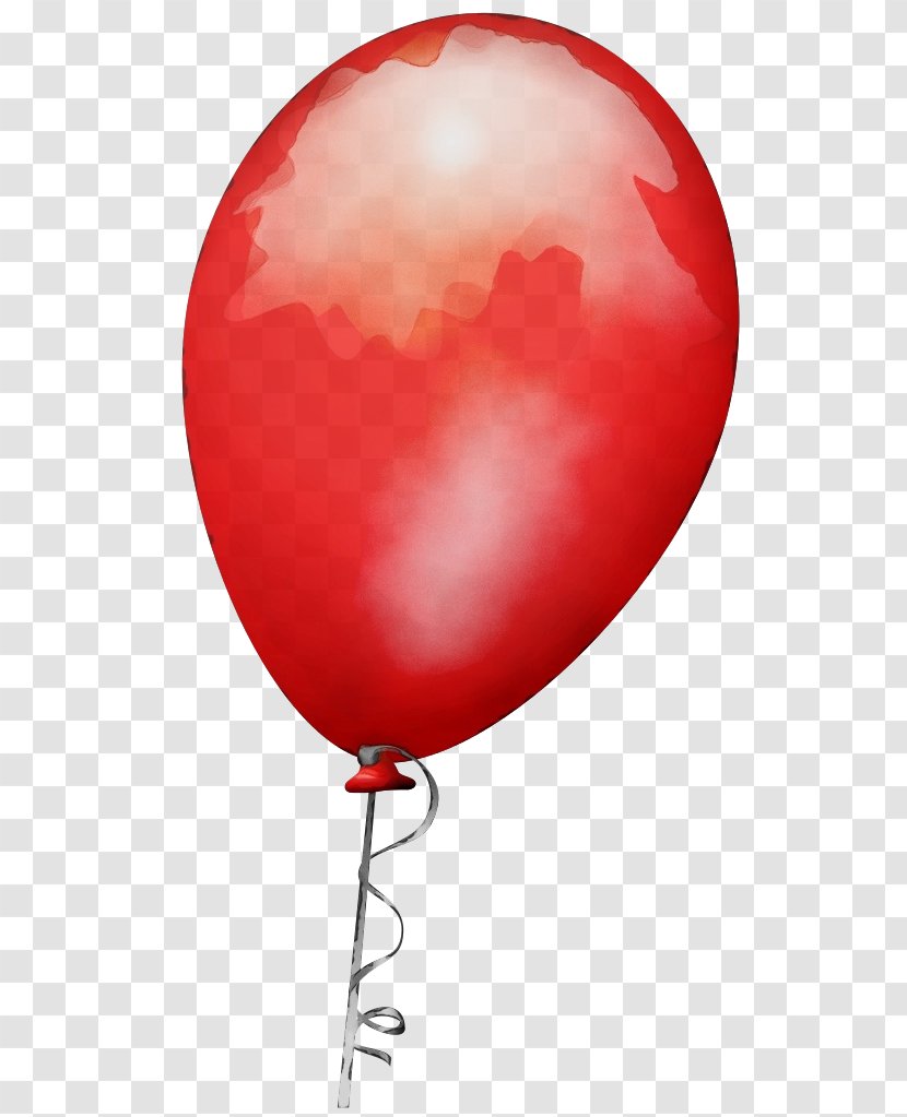Hot Air Balloon Watercolor - Red - Heart Party Supply Transparent PNG