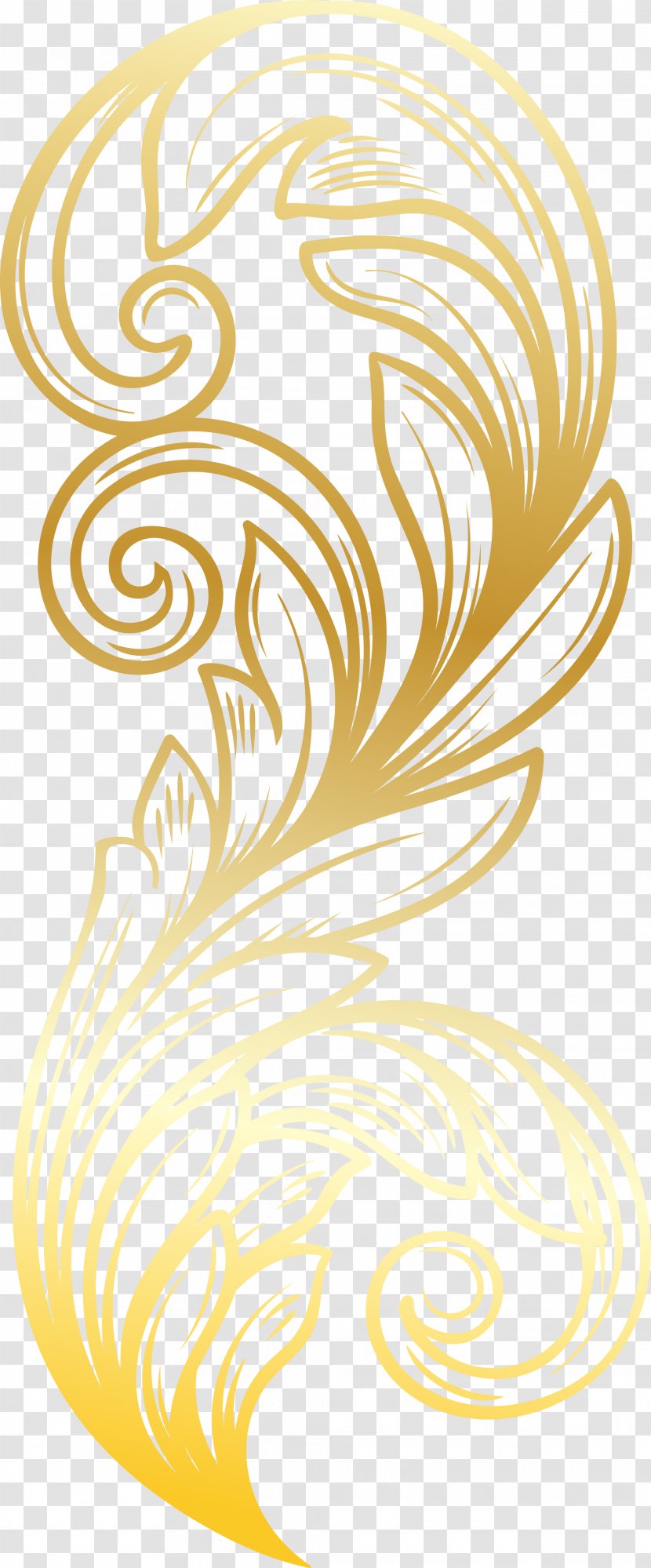 Feather Gold - Spiral - Golden Transparent PNG