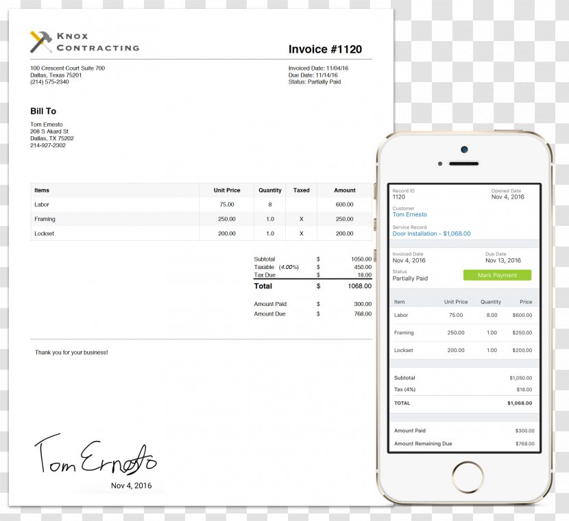 Invoice Business Service Payment Customer - Screenshot Transparent PNG