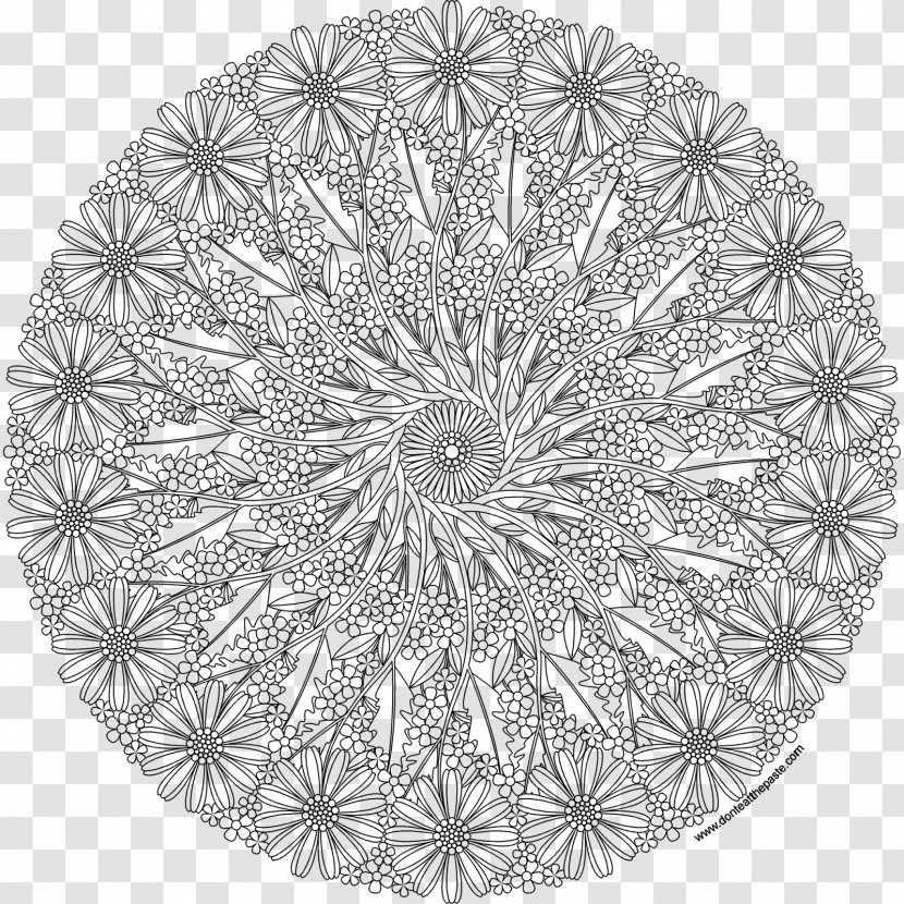 Coloring Flower Mandalas: 30 Hand-Drawn Designs For Mindful Relaxation Book - Area - Mandala Transparent PNG
