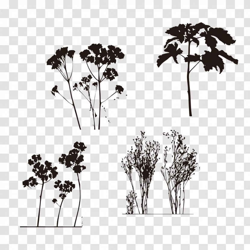Silhouette Tree Download - Plant Stem - Small Trees Transparent PNG