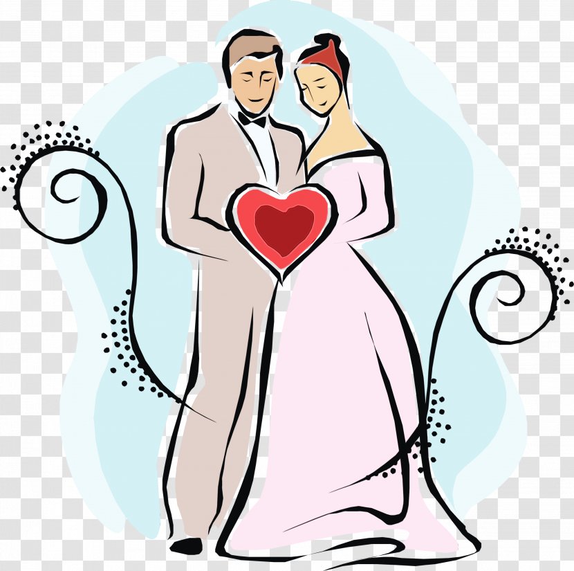 Bride And Groom Cartoon - Gesture - Line Art Sleeve Transparent PNG