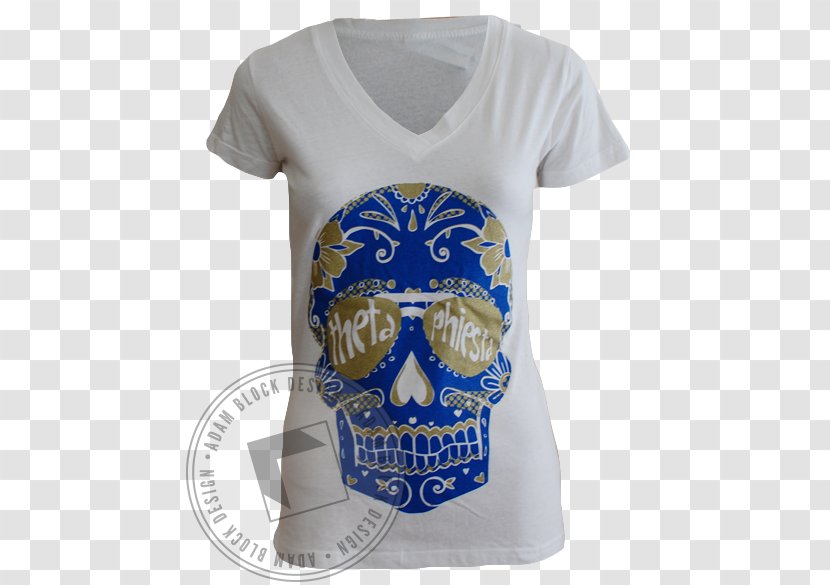 T-shirt Cobalt Blue Sleeve Font - T Shirt - Skeleton Head And Neck Transparent PNG