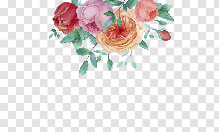 Watercolor Painting Flower Garden Roses - Petal - Hand-painted Decorative Frame Transparent PNG