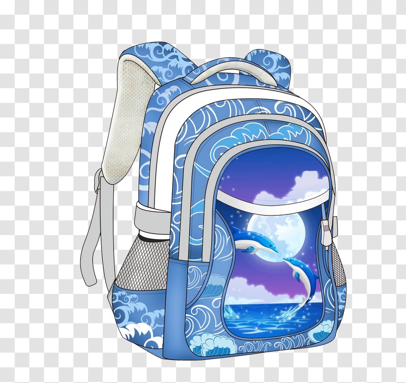 Student Bag Backpack Estudante - Hand - Cartoon Blue Painted Transparent PNG