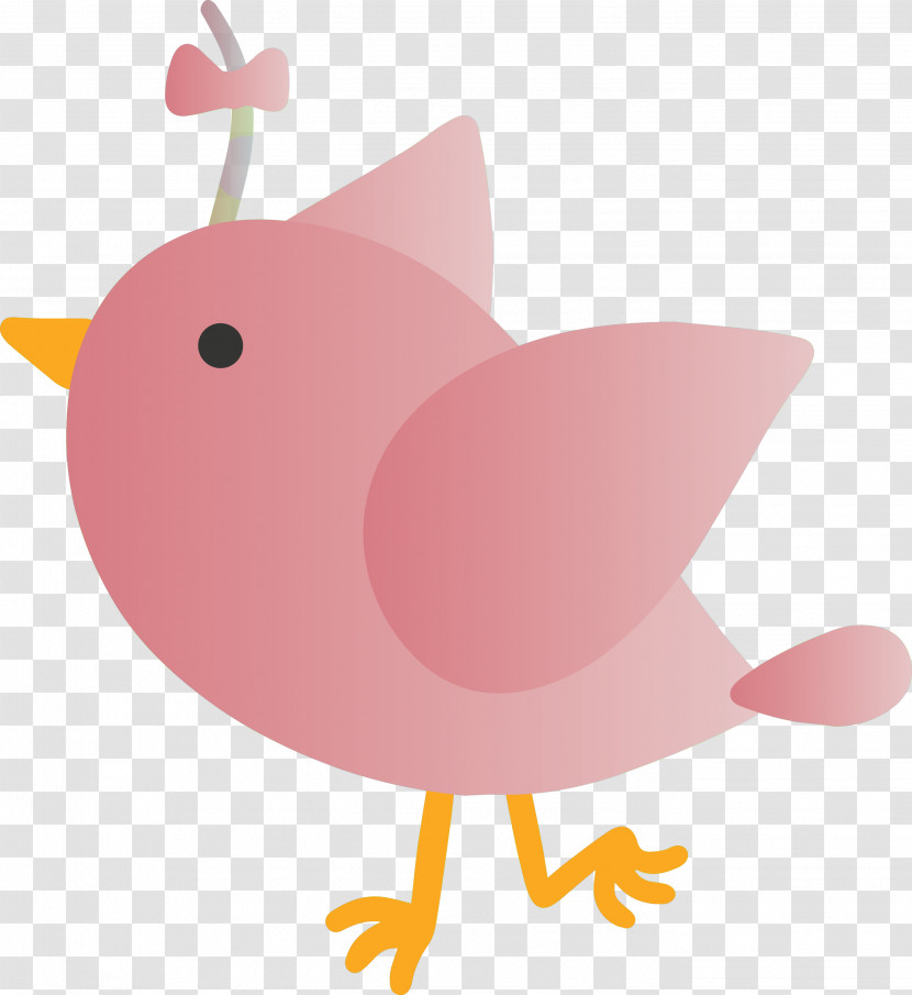 Pink Cartoon Bird Perching Bird Transparent PNG