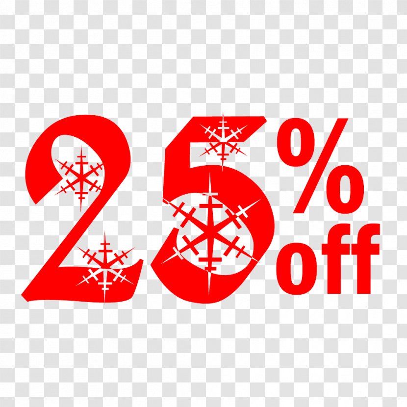 Snow Christmas Sale 25% Off Discount Tag. - Fashion - Red Transparent PNG