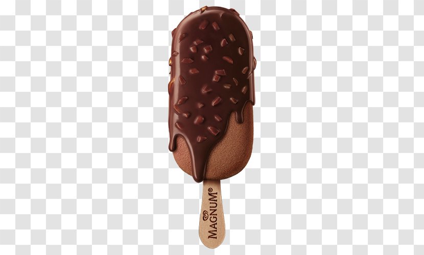 Praline Ice Cream Chocolate Gelato Magnum - Brown Transparent PNG