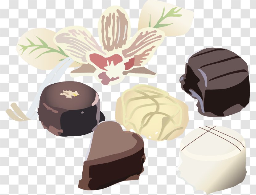 Milkshake Chocolate Cake Ice Cream - Hand-painted Black And White Flowers Transparent PNG