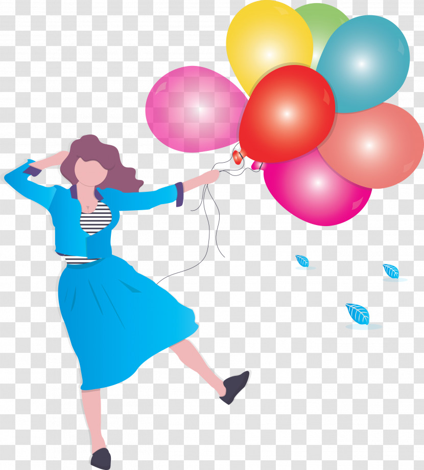 Girl Balloon Party Transparent PNG