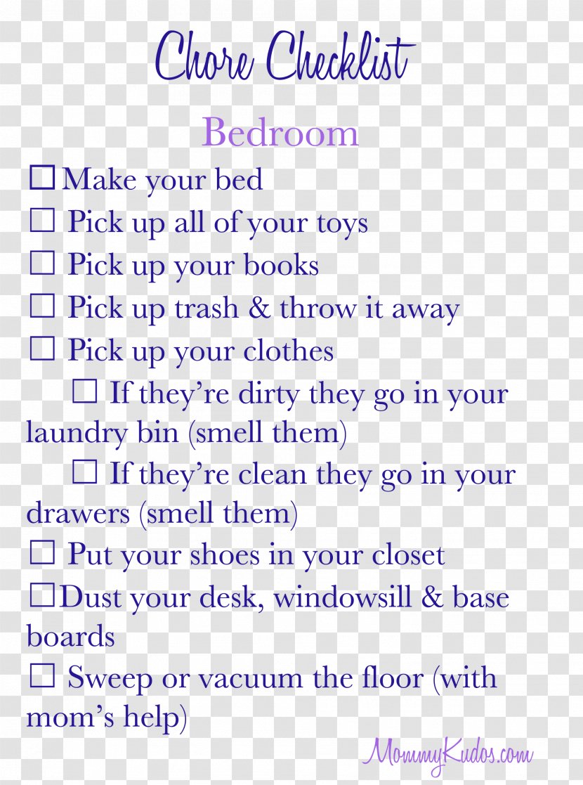 Bedroom Chore Chart Cleaning Child - Flower Transparent PNG