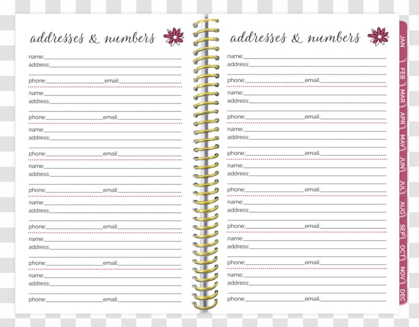 Personal Organizer Paper Diary Notebook Bloom Daily Planners - 2018 - Fashion Desk Calendar Transparent PNG