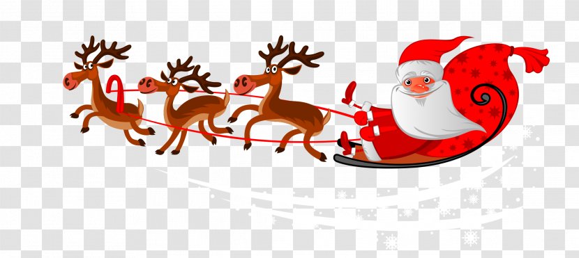 Santa Clauss Reindeer Mrs. Claus Rudolph Christmas - Illustration - Santa's Sleigh Transparent PNG