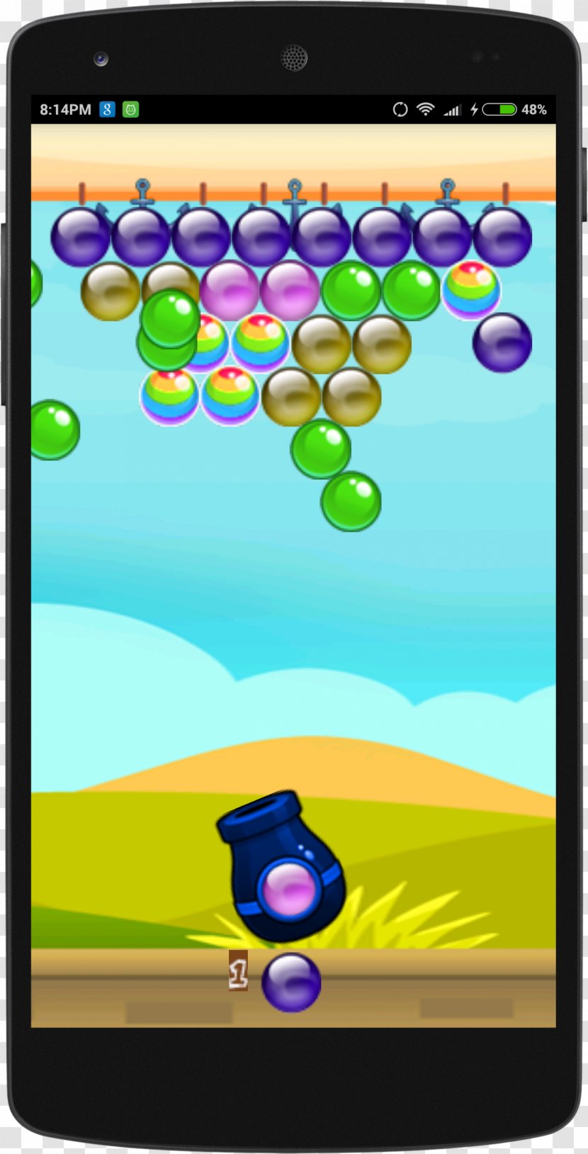 Smartphone Display Device Purple Cartoon Font - Video Game - Talking Tom Bubble Shooter Mod Transparent PNG