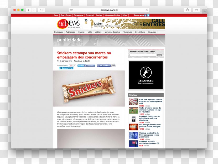Brand Behance Web Page - Online Advertising - Snickers Transparent PNG