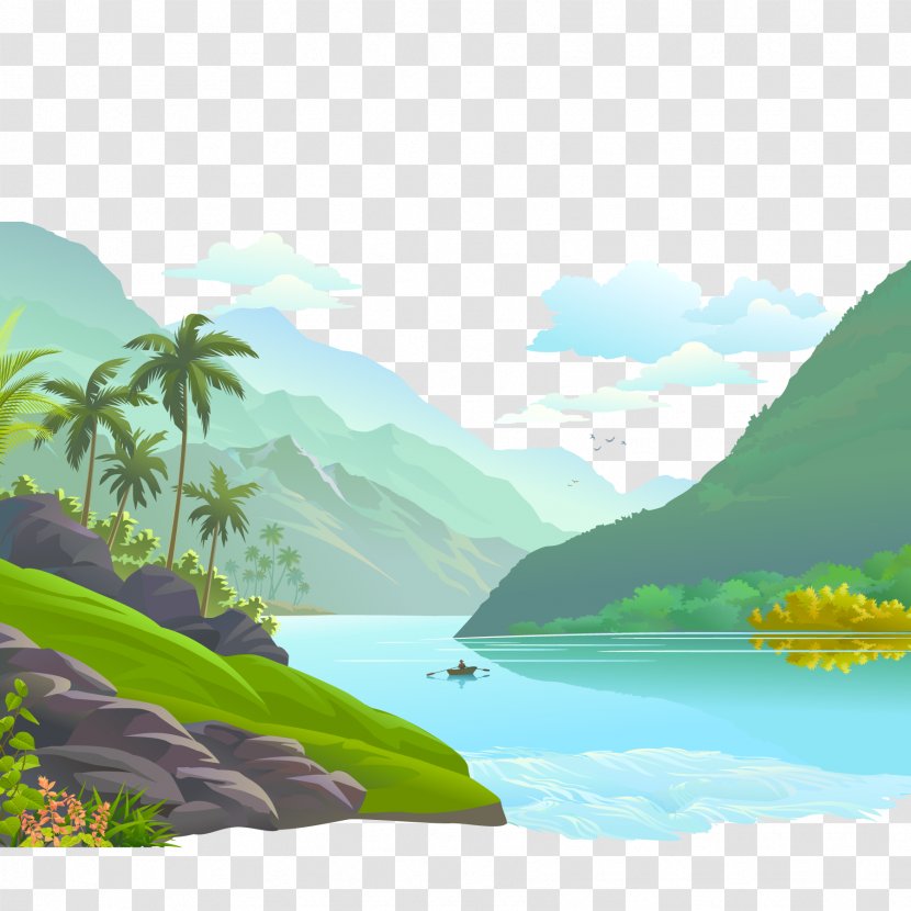 Mount Scenery Illustration - Vecteur - Small Rivers And Transparent PNG