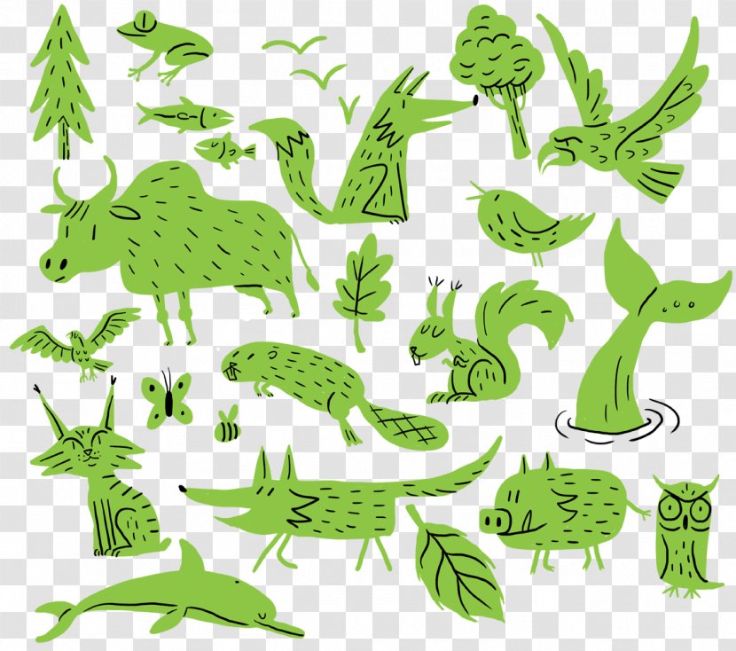 Illustration Rewilding Britain Clip Art Leaf Fauna - Fictional Character - Set Animal Transparent PNG