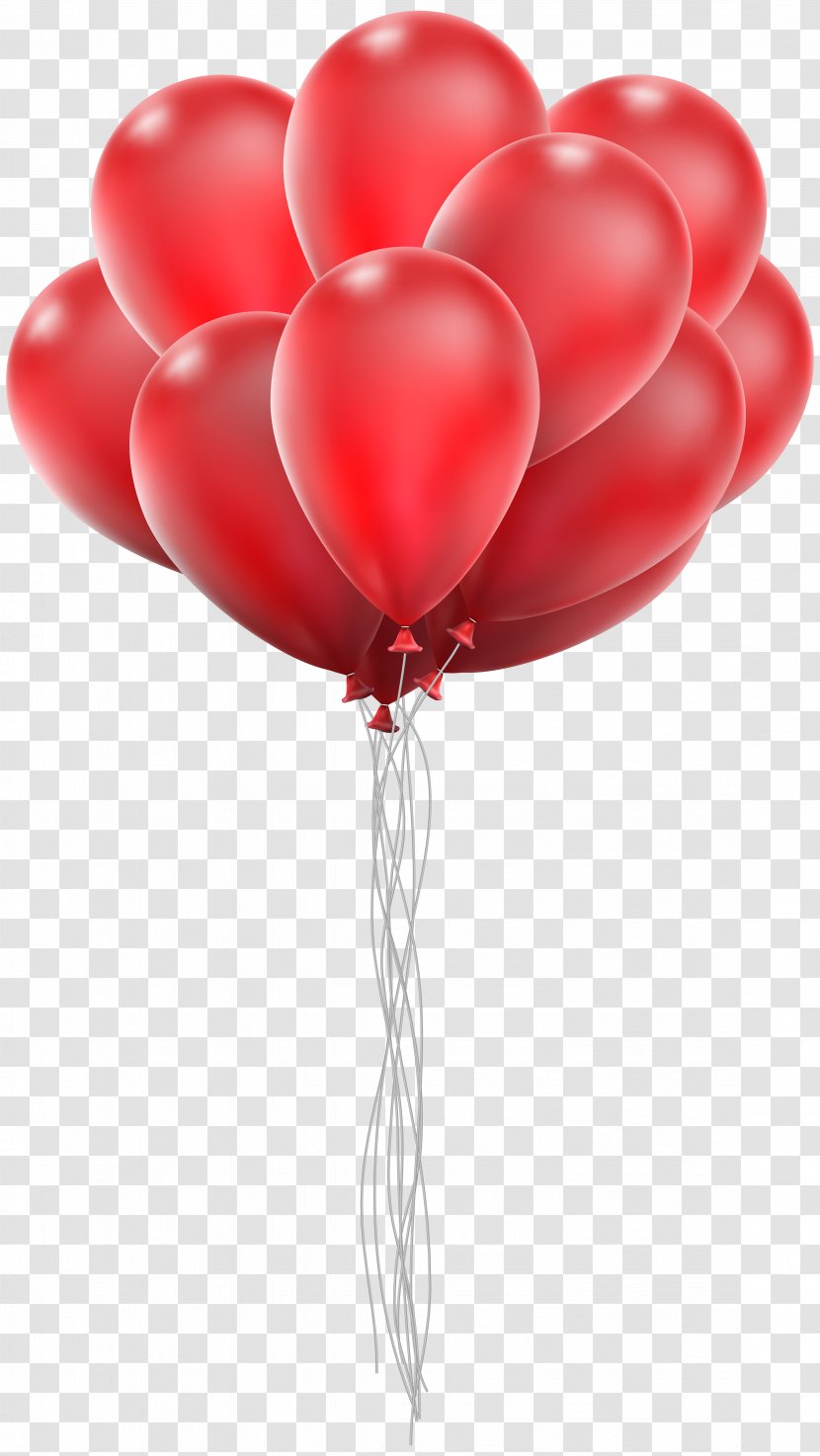 Red Love Balloon Heart - Birthday - Bunch Clip Art Image Transparent PNG