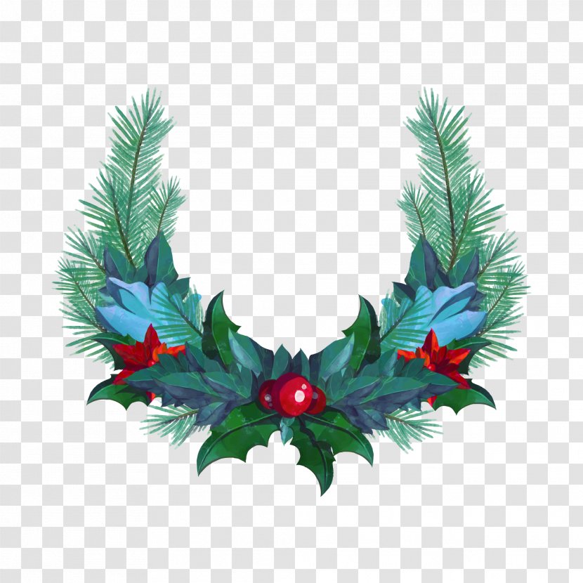 Wreath Christmas Garland - Card - Vector Transparent PNG