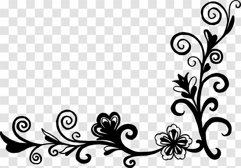 Floral Design Pattern Leaf Clip Art - Blackandwhite - Botany Transparent PNG