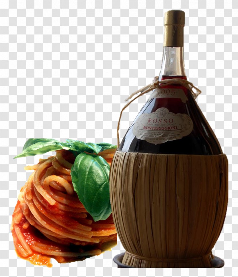 Wine Pasta Italian Cuisine Spaghetti Food - Distilled Beverage Transparent PNG