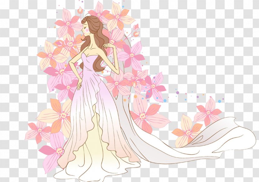 Bride Wedding Photography Cartoon - Watercolor - Painted Beauty Creative Dress Transparent PNG