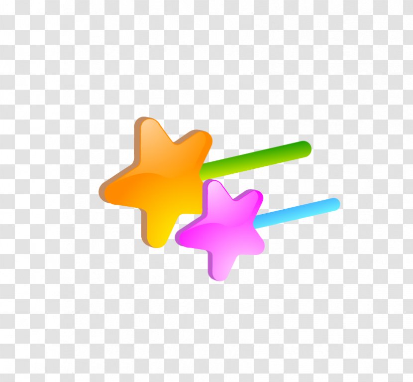 Colored Stars Magic Wand - Yellow Transparent PNG