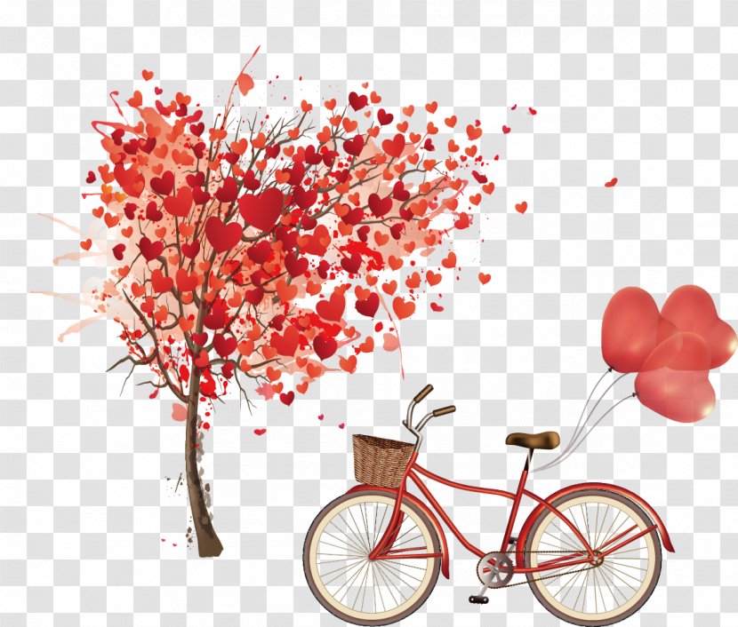 Euclidean Vector Heart Tree - Bicycle And Hand-painted Heart-shaped Transparent PNG