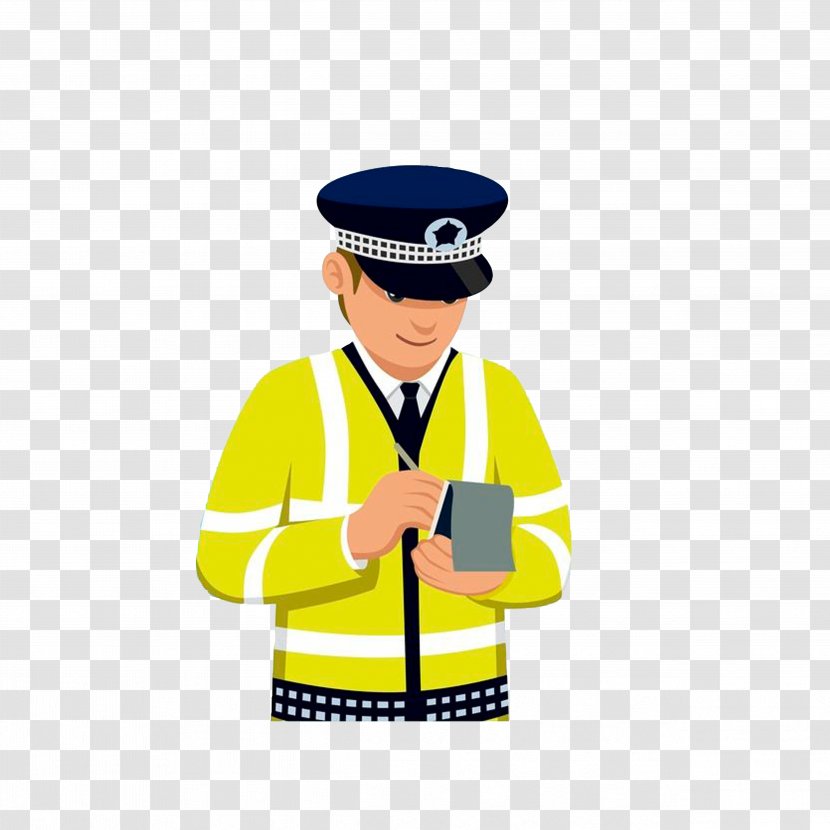 Police Officer Traffic - Yellow - A Policeman Who Wrote Ticket Transparent PNG