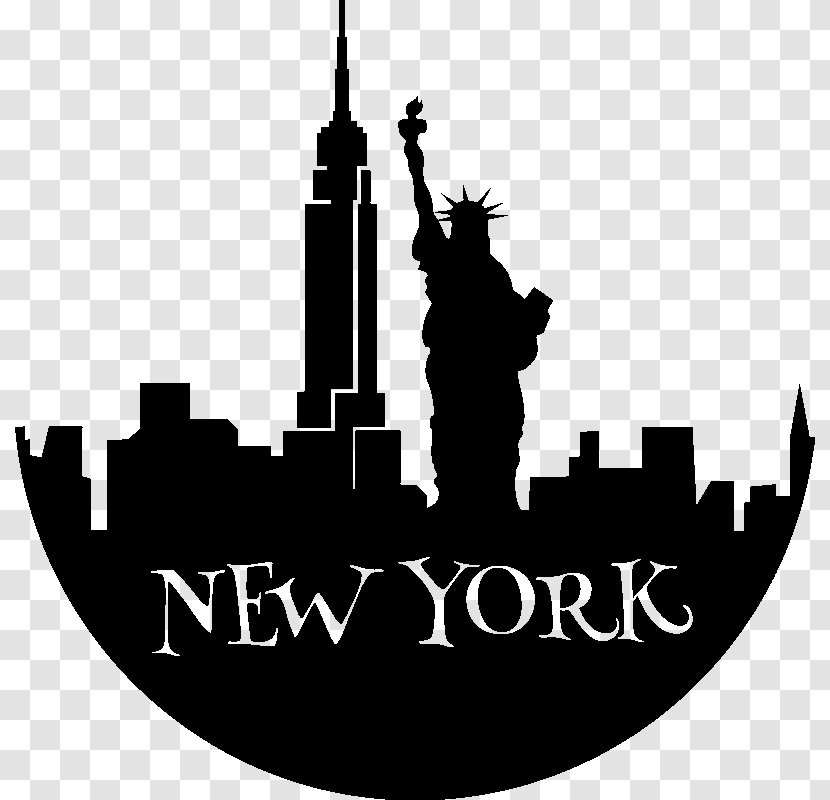 Statue Of Liberty Empire State Building Silhouette - New York Transparent PNG