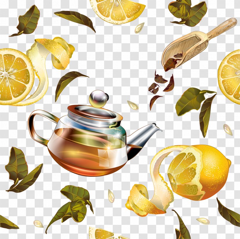 Green Tea Teapot Packaging And Labeling - Yellow Simple Lemon Transparent PNG