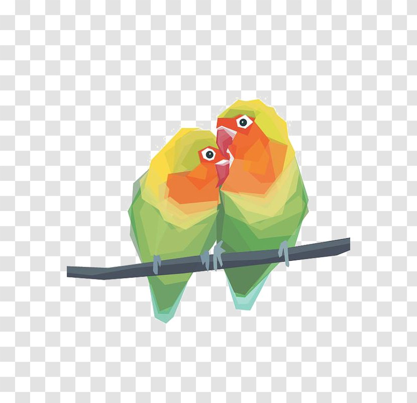 Lovebird Parrot Geometry Illustration - Macaw - Cartoon Transparent PNG
