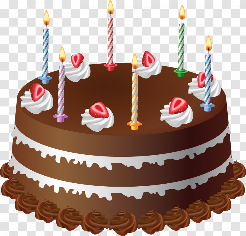 Birthday Cake Layer Chocolate Clip Art - Dessert - With Candles Large Picture Transparent PNG