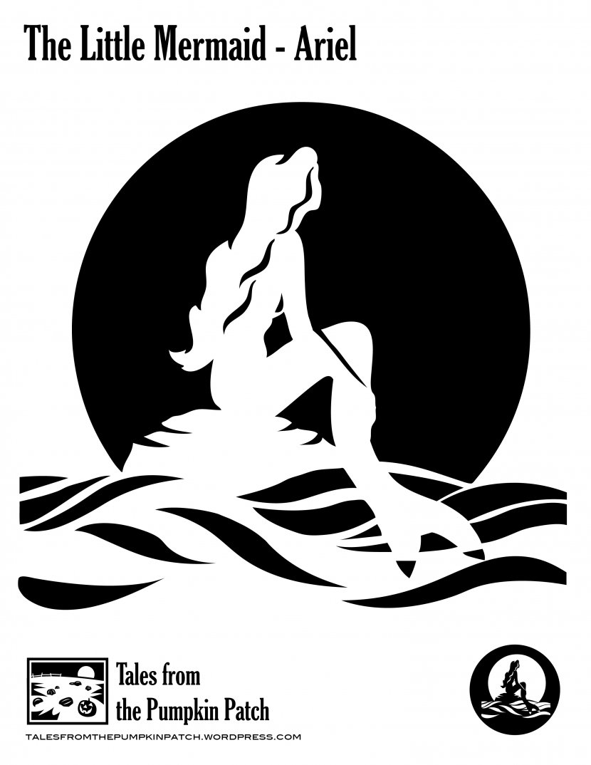 Ariel The Prince Jack-o-lantern Pumpkin Stencil - Logo - Mermaid Transparent PNG
